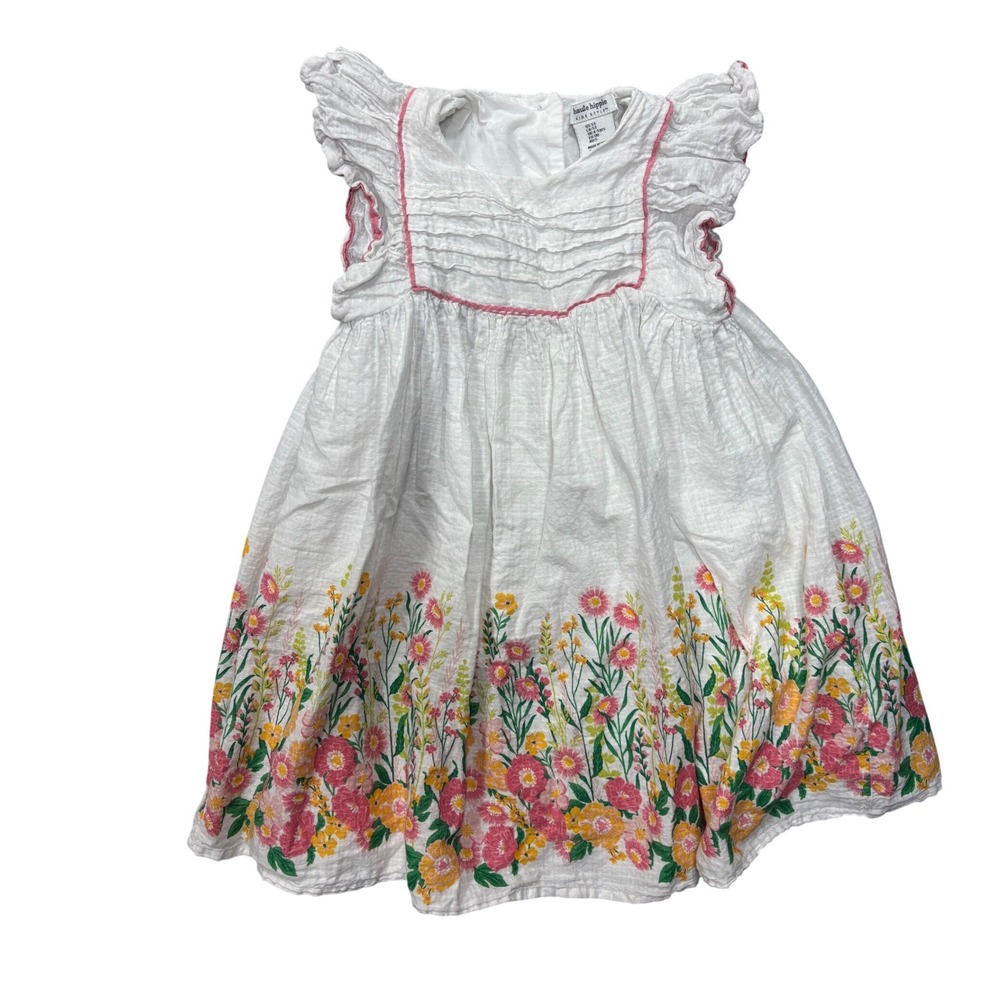 Haute Hippie Kids Style Dress Girls 5T White Floral Flutter‎ Sleeve Pintuck Boho